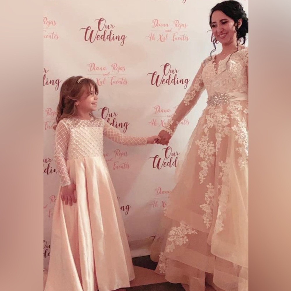 Flower girl Dress light pink and white
